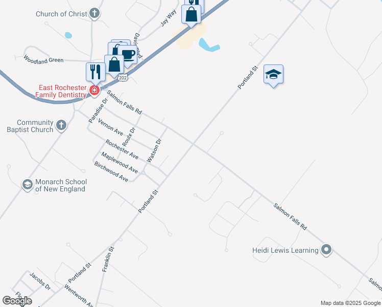 map of restaurants, bars, coffee shops, grocery stores, and more near 683 Portland Street in Rochester