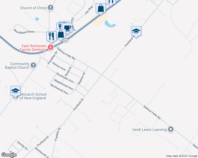 map of restaurants, bars, coffee shops, grocery stores, and more near 683 Portland Street in Rochester