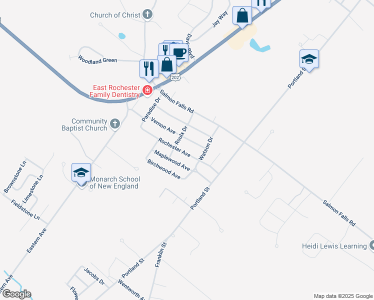 map of restaurants, bars, coffee shops, grocery stores, and more near 7 Rochester Avenue in Rochester