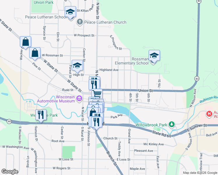 map of restaurants, bars, coffee shops, grocery stores, and more near 68 Union Street in Hartford