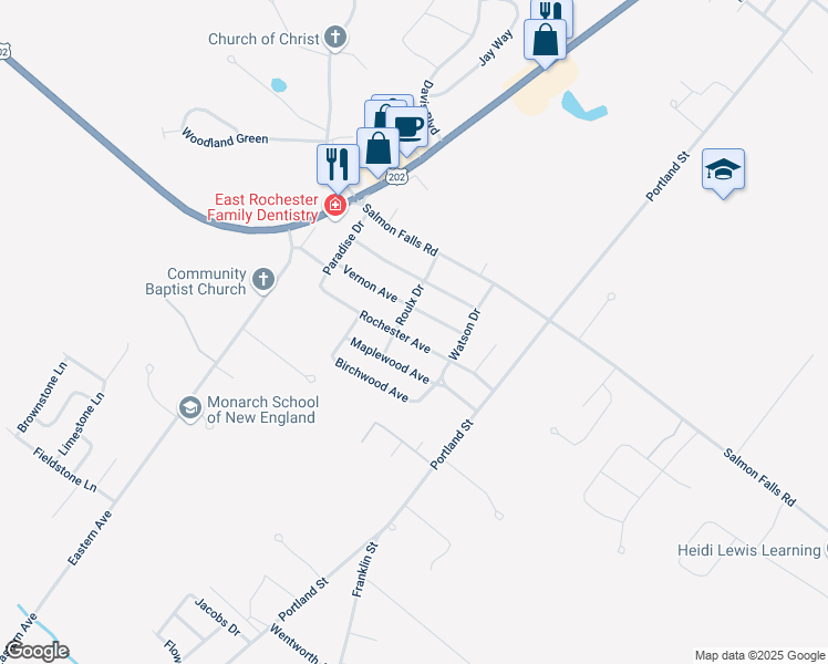 map of restaurants, bars, coffee shops, grocery stores, and more near 7 Rochester Avenue in Rochester