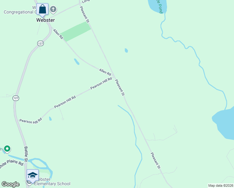 map of restaurants, bars, coffee shops, grocery stores, and more near 1125-1263 Pleasant Street in Webster