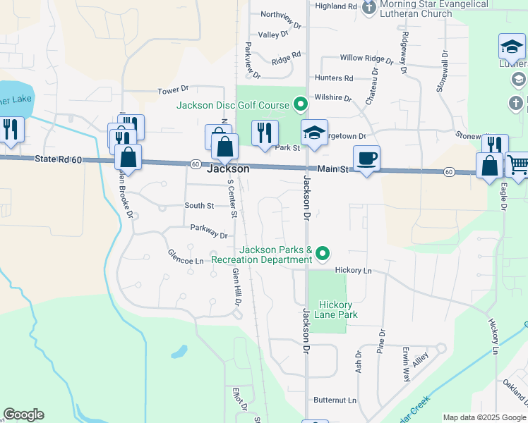 map of restaurants, bars, coffee shops, grocery stores, and more near W206N16618 Blackberry Circle in Jackson