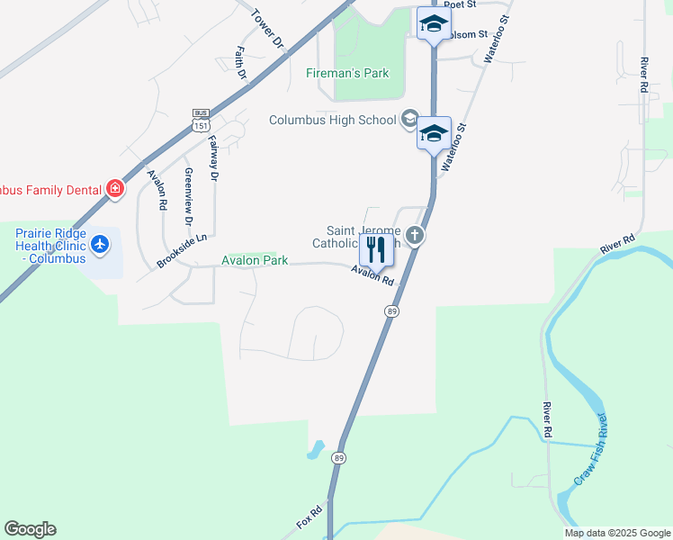 map of restaurants, bars, coffee shops, grocery stores, and more near 726 Avalon Road in Columbus