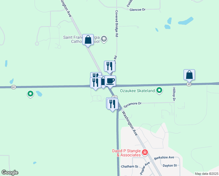 map of restaurants, bars, coffee shops, grocery stores, and more near in Ozaukee County