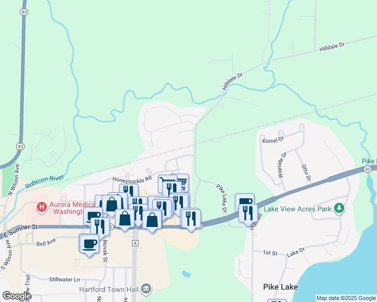 map of restaurants, bars, coffee shops, grocery stores, and more near 1656 Briarwood Lane in Hartford
