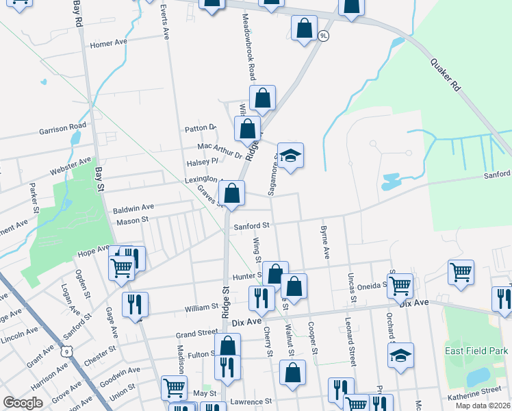map of restaurants, bars, coffee shops, grocery stores, and more near 18 Jackson Avenue in Glens Falls