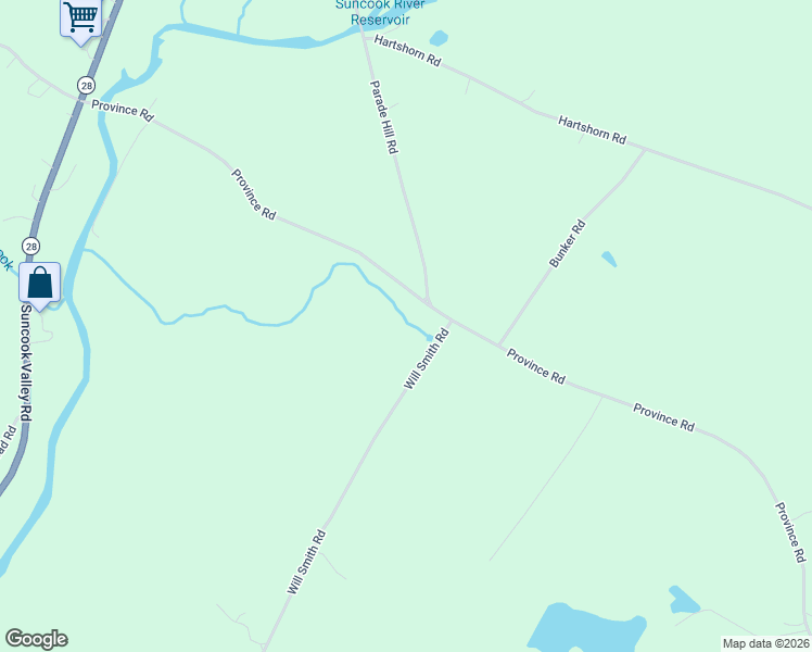 map of restaurants, bars, coffee shops, grocery stores, and more near 23 Will Smith Road in Barnstead