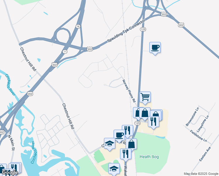 map of restaurants, bars, coffee shops, grocery stores, and more near 22 Deerfield Court in Rochester