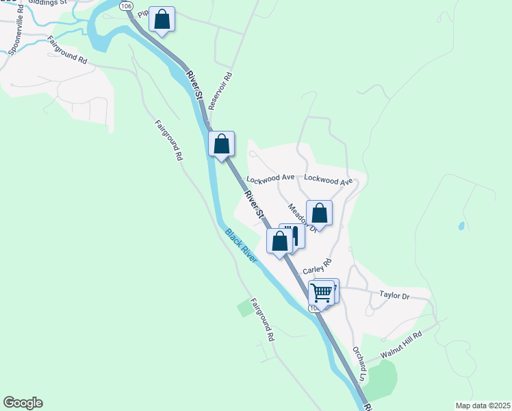 map of restaurants, bars, coffee shops, grocery stores, and more near 384 River Street in Springfield