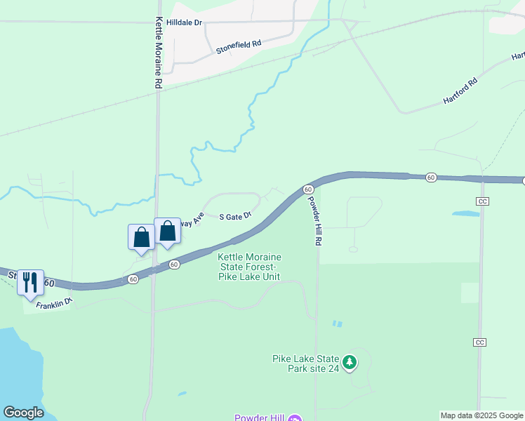 map of restaurants, bars, coffee shops, grocery stores, and more near 3005 South Gate Drive in Hartford