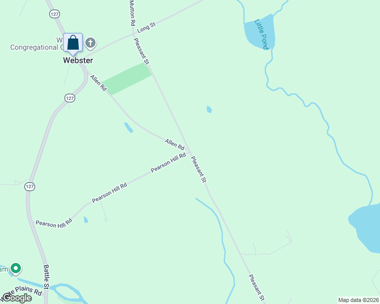 map of restaurants, bars, coffee shops, grocery stores, and more near 1125 Pleasant Street in Webster