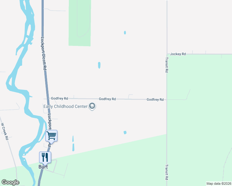 map of restaurants, bars, coffee shops, grocery stores, and more near 6125 Godfrey Road in Burt