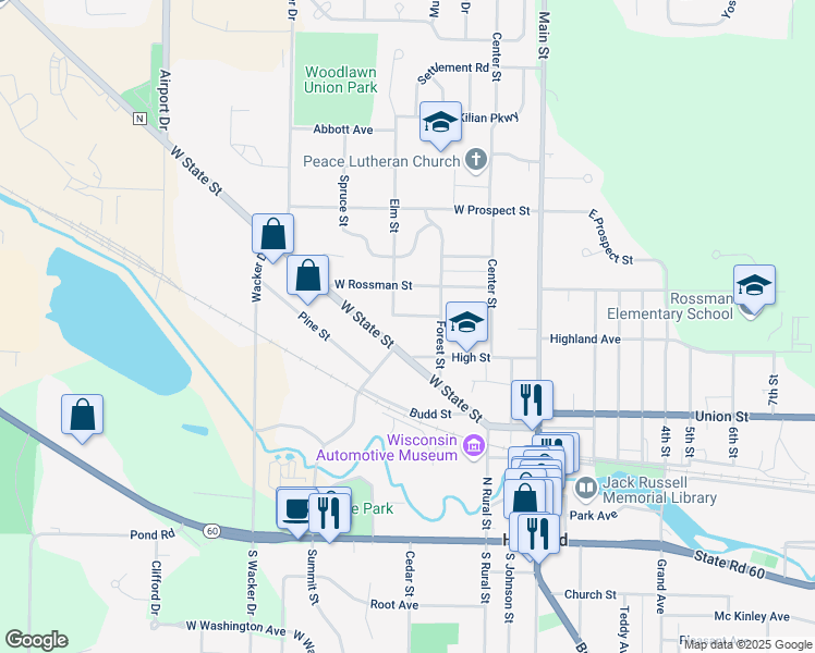map of restaurants, bars, coffee shops, grocery stores, and more near 374 Midland Avenue in Hartford