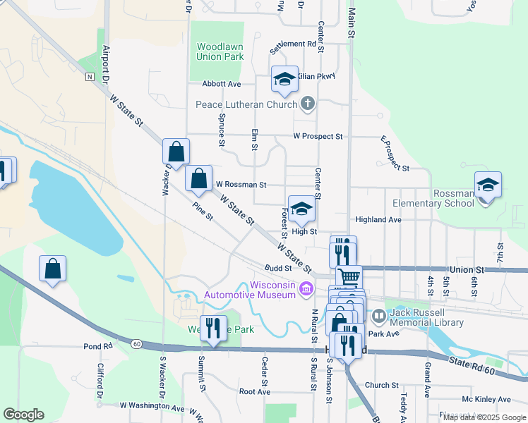 map of restaurants, bars, coffee shops, grocery stores, and more near 374 Midland Avenue in Hartford