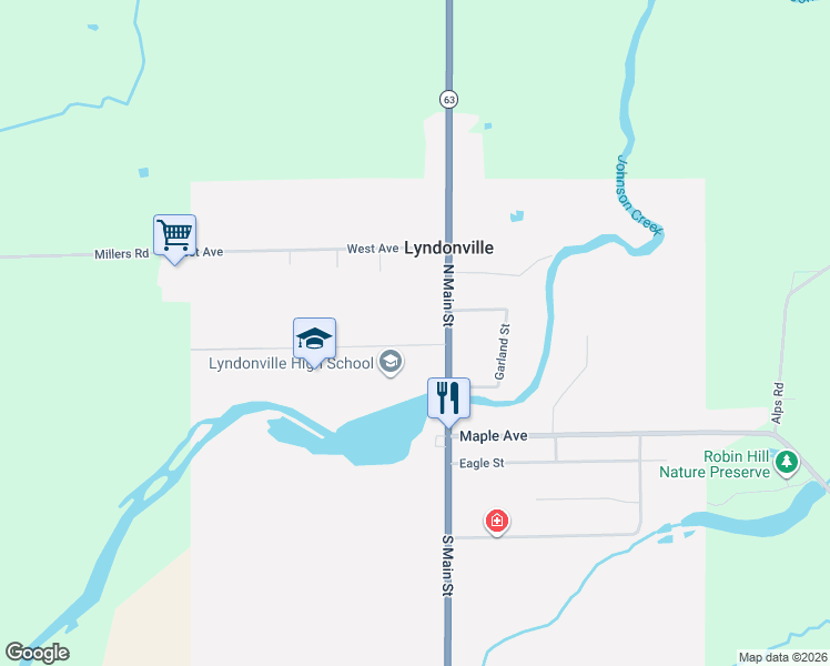 map of restaurants, bars, coffee shops, grocery stores, and more near 24 Housel Avenue in Lyndonville