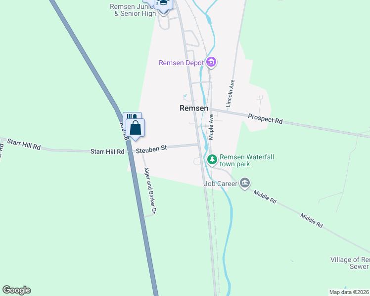 map of restaurants, bars, coffee shops, grocery stores, and more near 10780 Steuben Street in Remsen