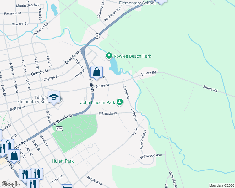 map of restaurants, bars, coffee shops, grocery stores, and more near 338 South 12th Street in Fulton