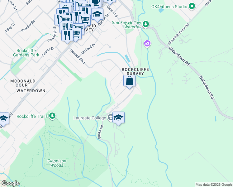 map of restaurants, bars, coffee shops, grocery stores, and more near 30 Carl Crescent in Hamilton