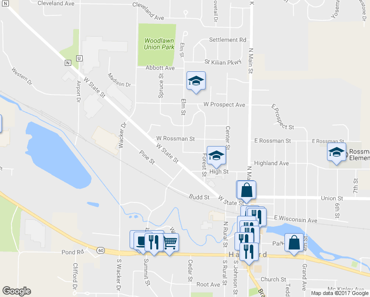 map of restaurants, bars, coffee shops, grocery stores, and more near 374 Midland Avenue in Hartford