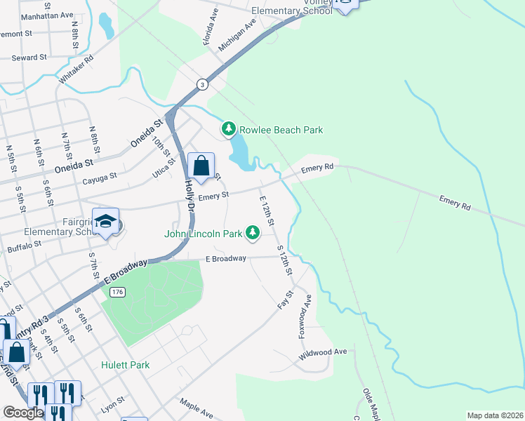 map of restaurants, bars, coffee shops, grocery stores, and more near 338 South 12th Street in Fulton