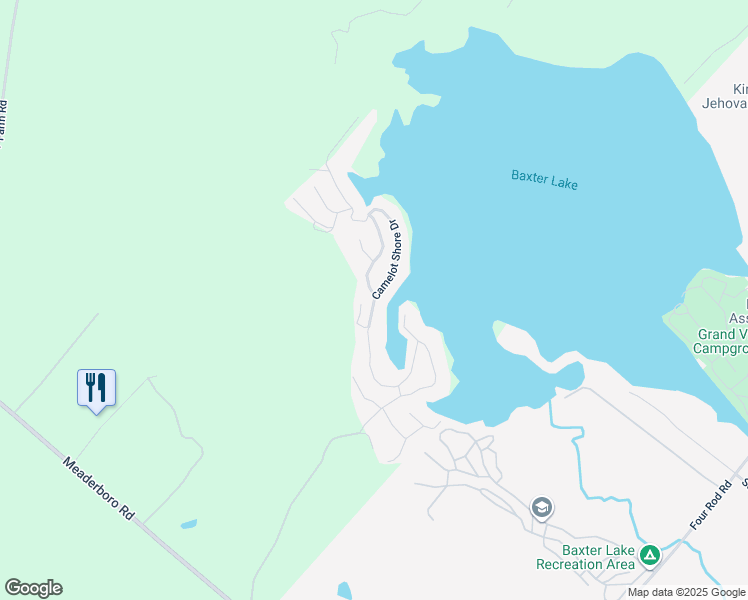 map of restaurants, bars, coffee shops, grocery stores, and more near Camelot Shore Drive in Farmington