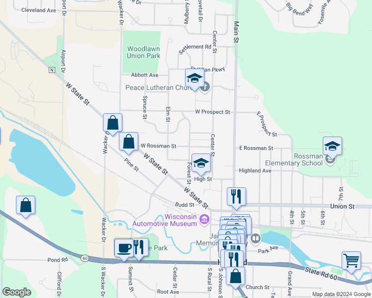 map of restaurants, bars, coffee shops, grocery stores, and more near 631 Forest Street in Hartford