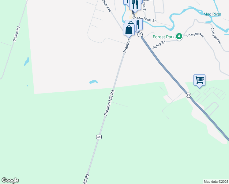 map of restaurants, bars, coffee shops, grocery stores, and more near 10048 Wolcott Hill Road in Camden