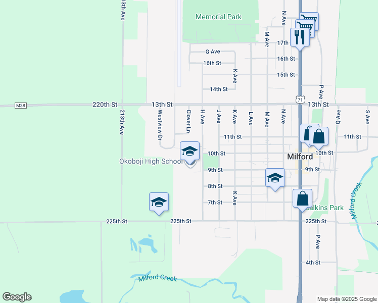 map of restaurants, bars, coffee shops, grocery stores, and more near 1608 10th Street in Milford