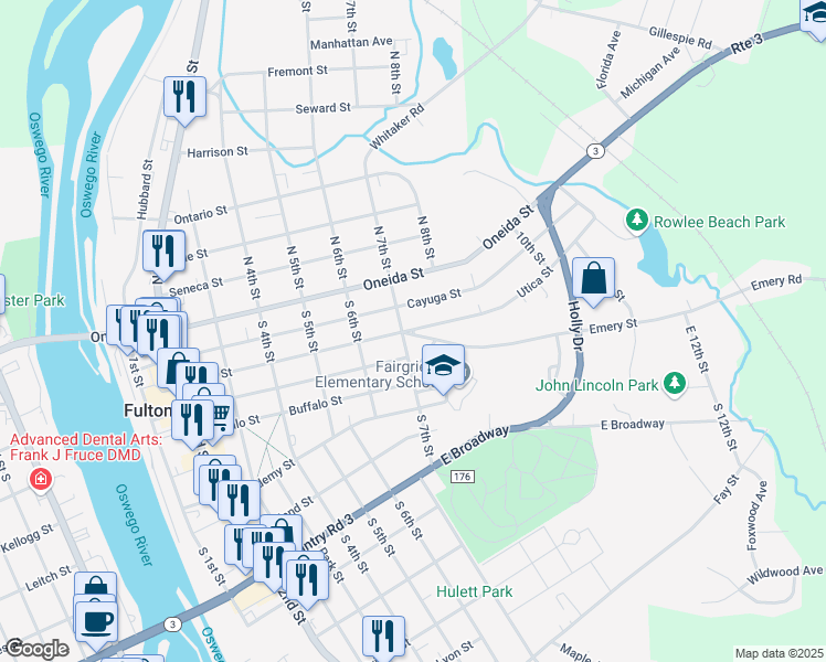 map of restaurants, bars, coffee shops, grocery stores, and more near 700 Emery Street in Fulton