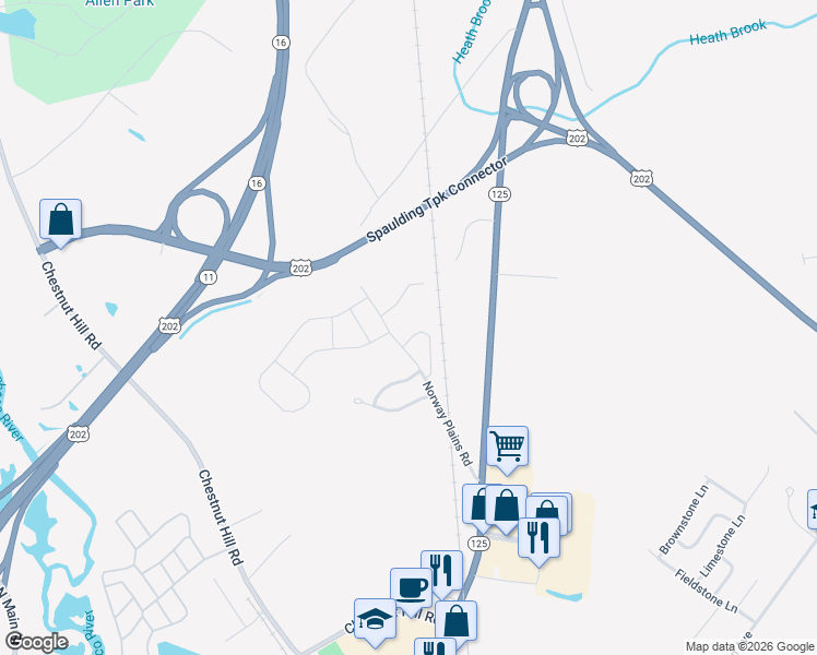 map of restaurants, bars, coffee shops, grocery stores, and more near 19 Norway Plains Road in Rochester