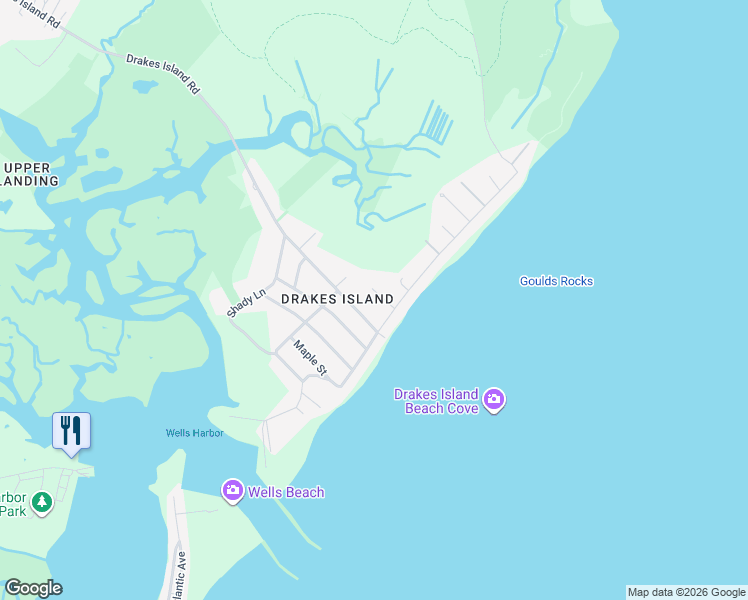 map of restaurants, bars, coffee shops, grocery stores, and more near 16 Grasshopper Lane in Wells