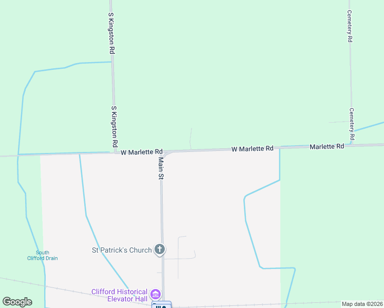 map of restaurants, bars, coffee shops, grocery stores, and more near 4517-4647 West Marlette Road in Clifford