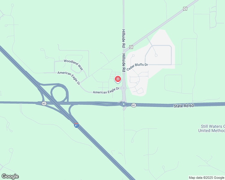 map of restaurants, bars, coffee shops, grocery stores, and more near 2010 American Eagle Drive in Slinger