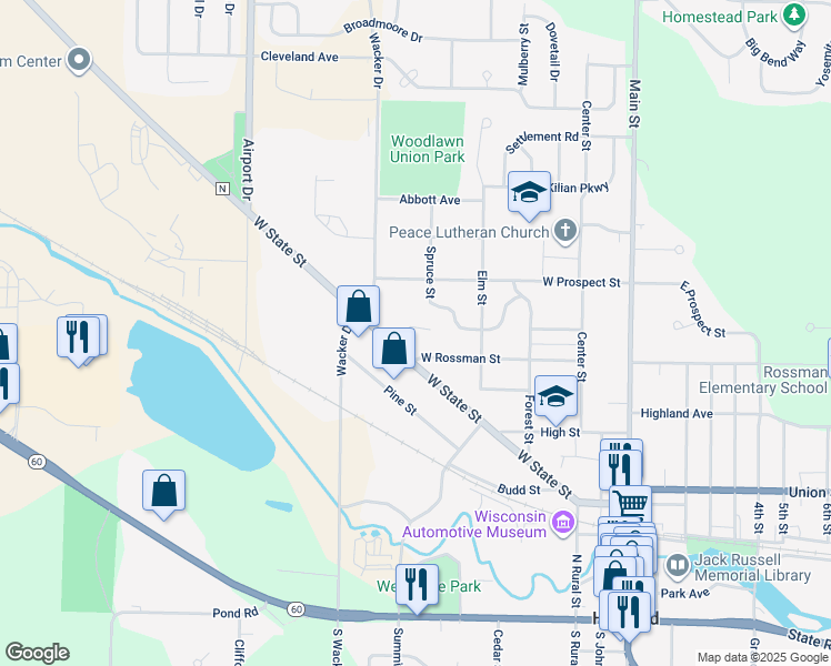 map of restaurants, bars, coffee shops, grocery stores, and more near 612 West State Street in Hartford