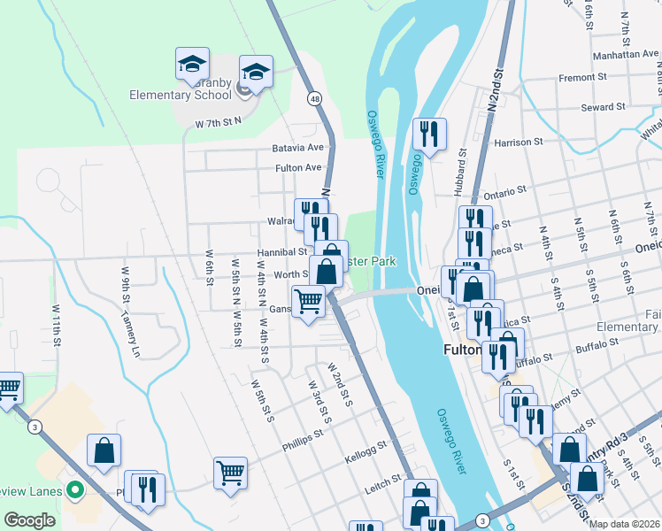map of restaurants, bars, coffee shops, grocery stores, and more near 92 Worth St in Fulton