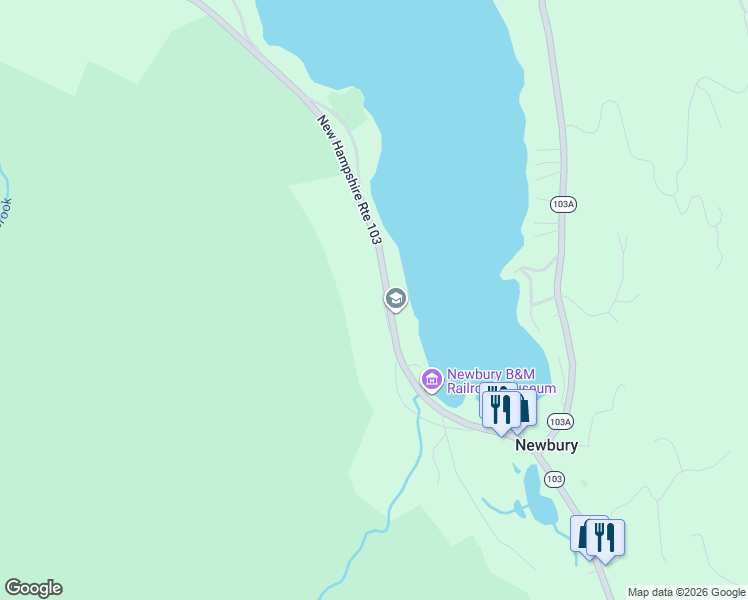 map of restaurants, bars, coffee shops, grocery stores, and more near 1066 New Hampshire Route 103 in Newbury