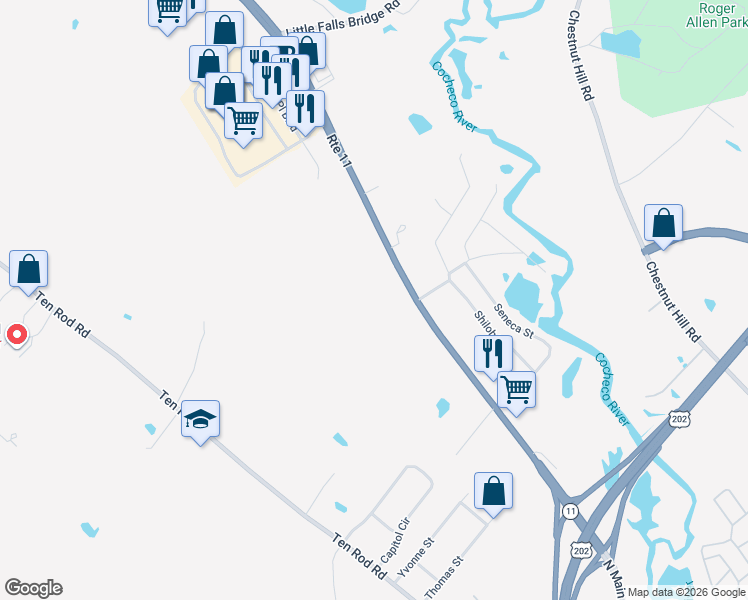 map of restaurants, bars, coffee shops, grocery stores, and more near 36 Farmington Road in Rochester
