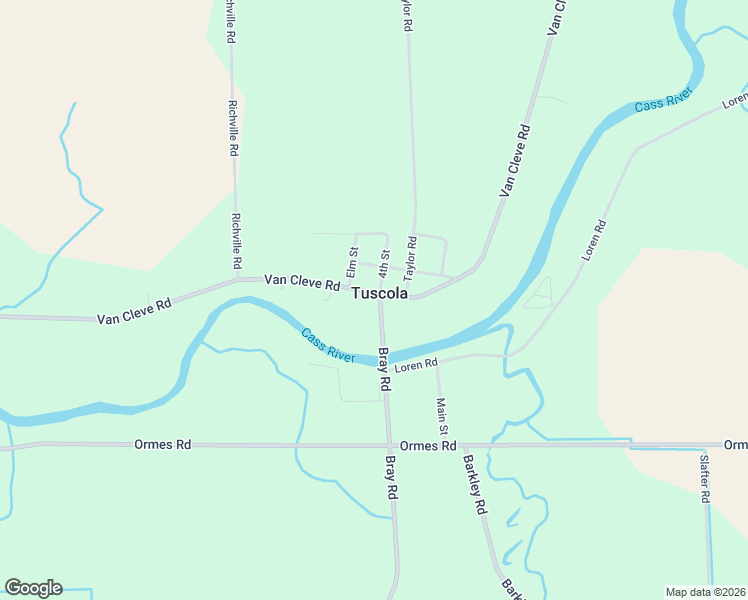 map of restaurants, bars, coffee shops, grocery stores, and more near 8921 Van Cleve Road in Tuscola