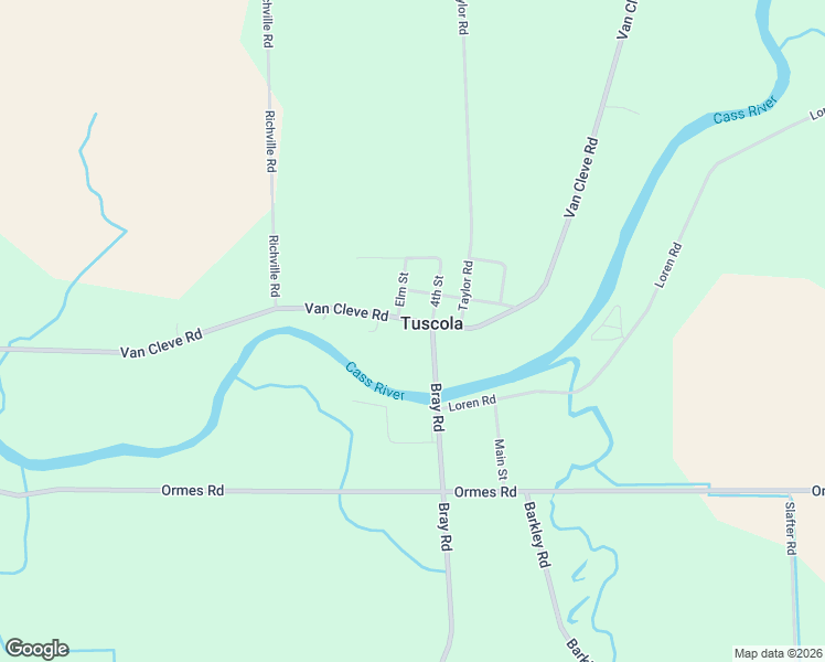map of restaurants, bars, coffee shops, grocery stores, and more near 8921 Van Cleve Road in Tuscola
