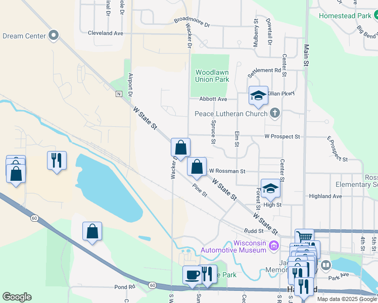 map of restaurants, bars, coffee shops, grocery stores, and more near 645 West State Street in Hartford