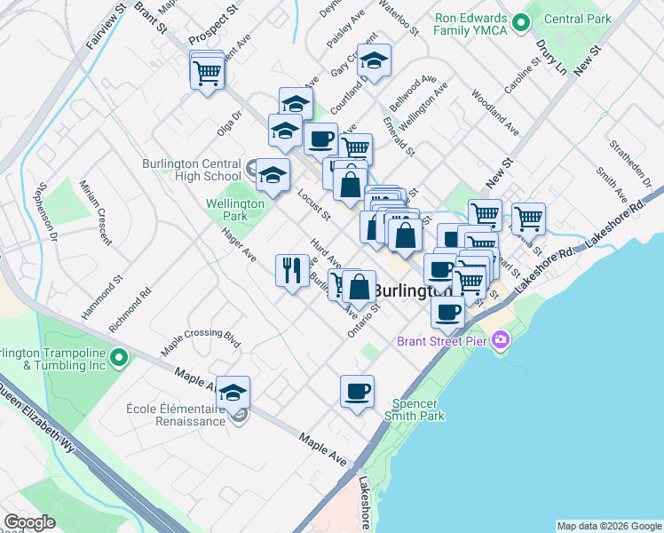 map of restaurants, bars, coffee shops, grocery stores, and more near 546 Hurd Avenue in Burlington