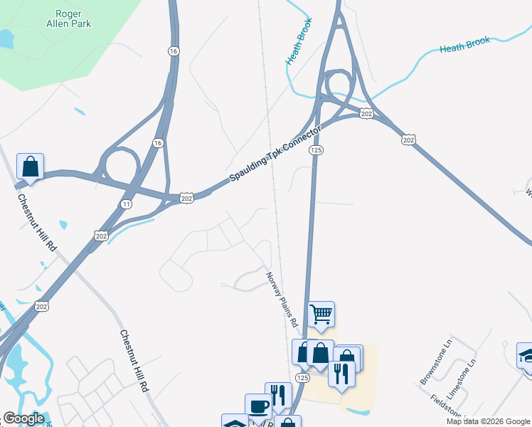 map of restaurants, bars, coffee shops, grocery stores, and more near 17 Norway Plains Road in Rochester