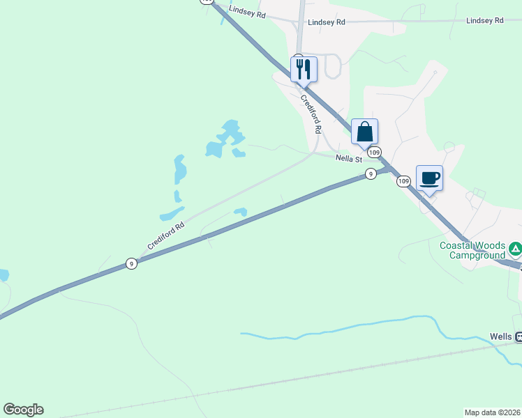 map of restaurants, bars, coffee shops, grocery stores, and more near 169 North Berwick Road in Wells