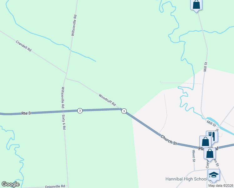 map of restaurants, bars, coffee shops, grocery stores, and more near 26 Woodruff Road in Hannibal