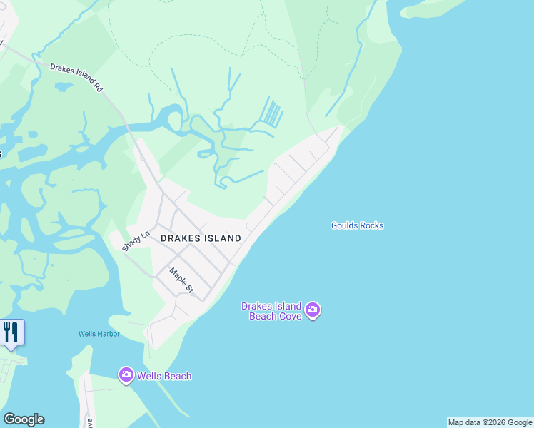 map of restaurants, bars, coffee shops, grocery stores, and more near 229 Island Beach Rd in Wells