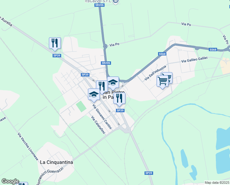 map of restaurants, bars, coffee shops, grocery stores, and more near 2 Per la Val di Cecina in Cecina