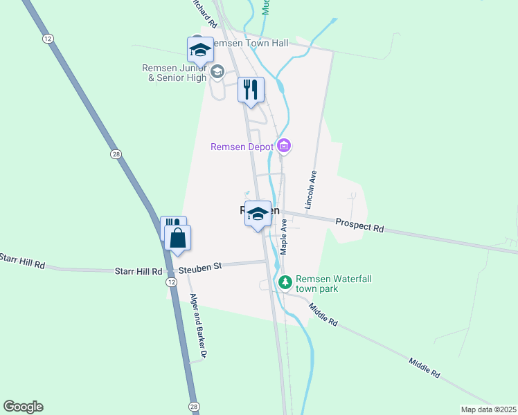 map of restaurants, bars, coffee shops, grocery stores, and more near in Remsen