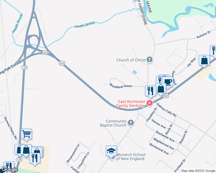 map of restaurants, bars, coffee shops, grocery stores, and more near 37 Woodland Green in Rochester