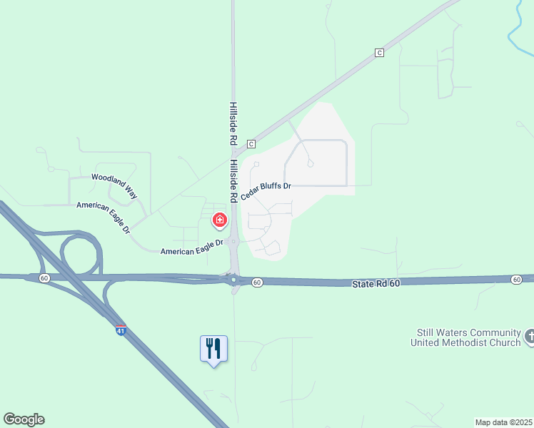 map of restaurants, bars, coffee shops, grocery stores, and more near 536 Cedar Bluffs Way in Slinger